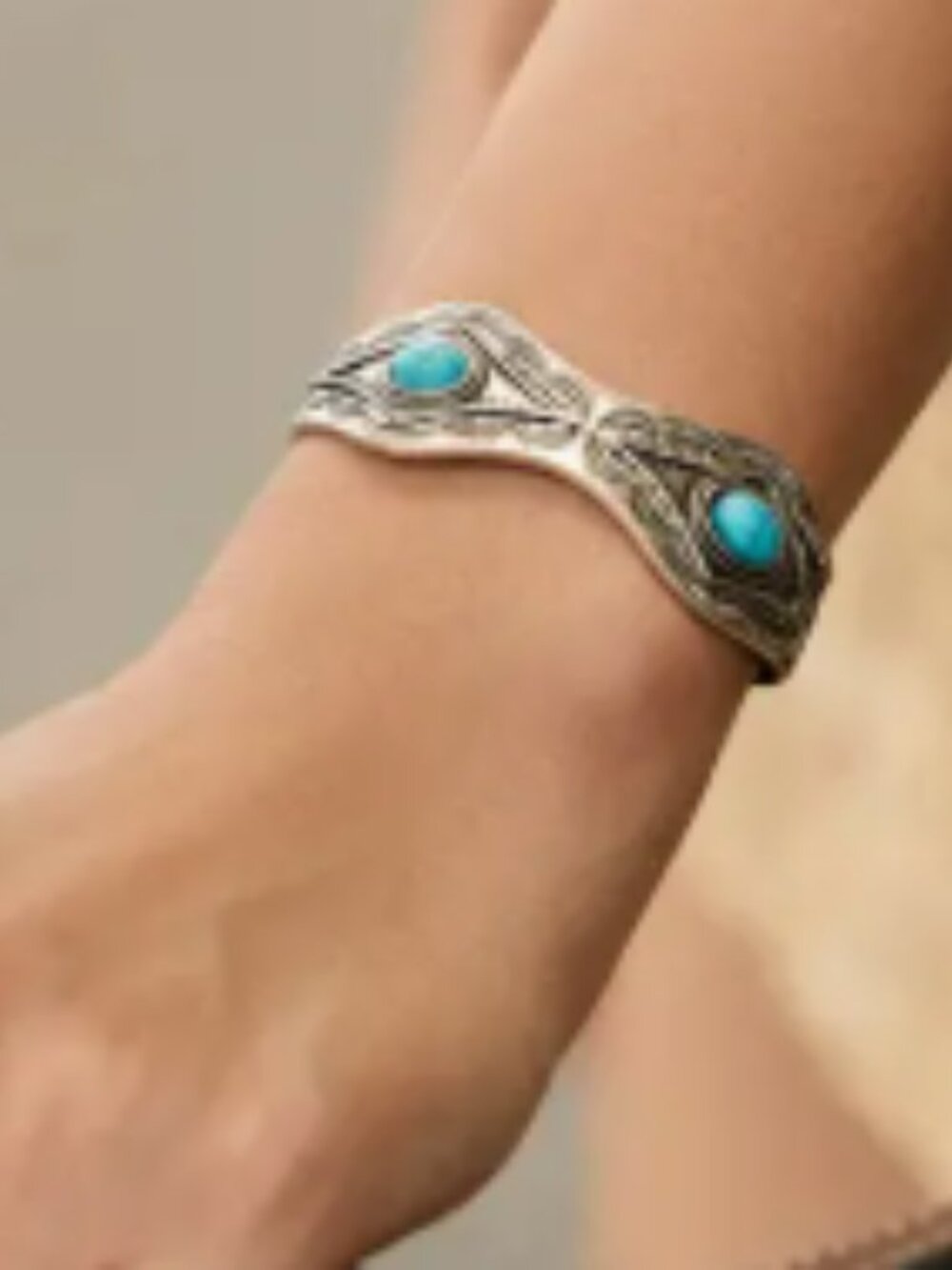Myra Bag Sedona Stone Cuff with Turquoise and Engraved Detail NWT - Picture 4 of 4